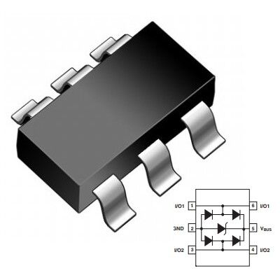 USBLC6-2SC6 DIODE TVS 500W 5.25V SOT23-6 ( UL26  )