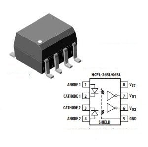 HCPL-063L High Speed LVTTL Compatible 3.3 V Optocouplers  SO8