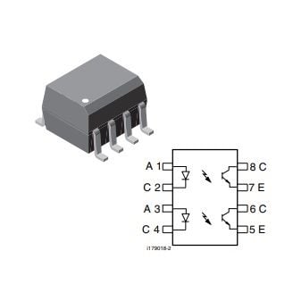ILD213 Optocoupler, Phototransistor Output, Dual Channel, SOIC-8